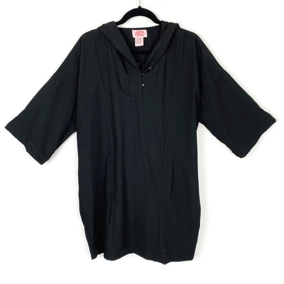 Aoyama Itchome Black Tunic Mini Dress Hooded Pullover Size M/L - Picture 4 of 8